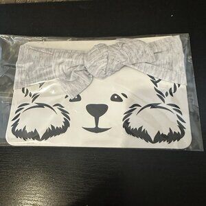 Knotted Bow Headband Grey One Size Infant soft and comfortable headband Baby